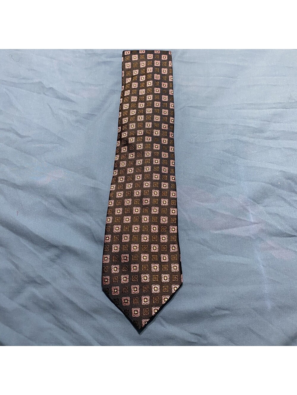 Canali Mens Geometric Pattern Silk Necktie 59x3.75 Multicolor Italy Luxury